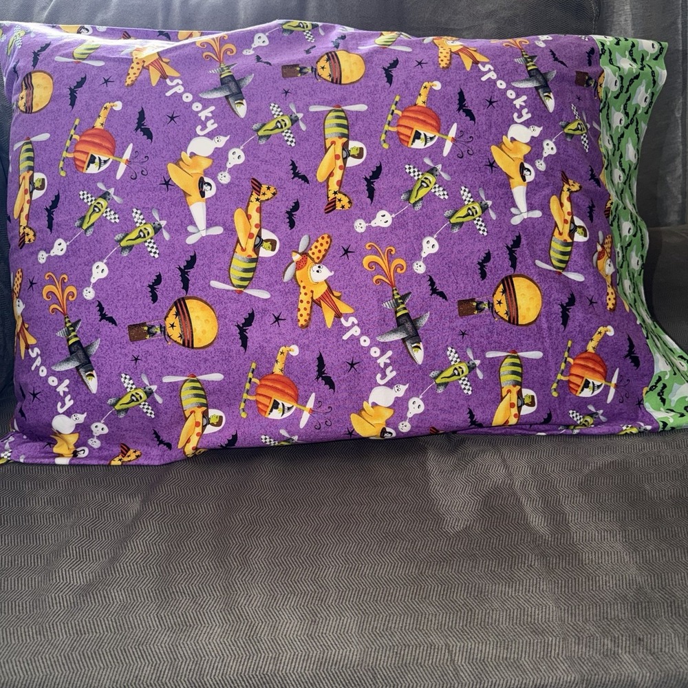 Handmade Halloween Pillowcase: Flying Ghosts, Witches, Dracula